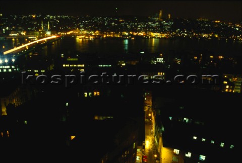 Turkey Istanbul  a nighttime view over the city and river