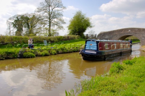 Narrow Boat on the Llangollen Canal approaching the junction with the Montgomery CanalFrankton Junct