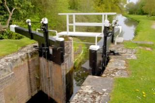 Bottom lock gate at Belan locks,Montgomery canal,near Welshpool,Powys,Wales,UK.
