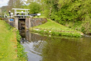 Bottom lock gate at Belan locks,Montgomery canal,near Welshpool,Powys,Wales,UK.May 2006.