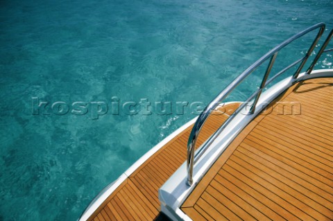 Immacultaely cleaned aft decks of a power boat