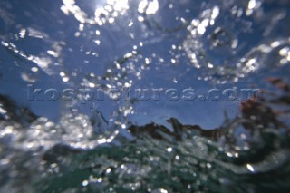 Unusual effect caused by looking up through thin layer of water