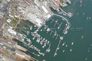 Aerial shot of West Cowes marina Isle of Wight