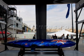 Valencia, 01 04 07. 32nd Americas Cup. Unveiling Day. Emirates Team New Zealand Keel.
