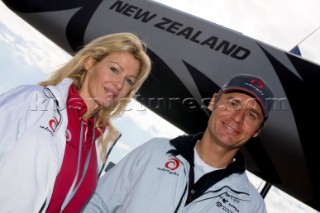 Valencia, 01 04 07. 32nd Americas Cup. Unveiling Day. Ernesto Bertarelli, President of Alinghi and his wife Kirstie.