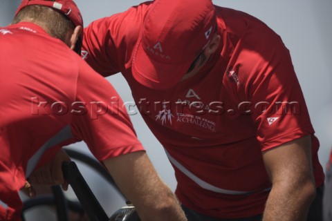 Valencia Spain   24062006  LV Act 12 Day 3  Fly 5  Areva Grinders work hard winding the winches It i