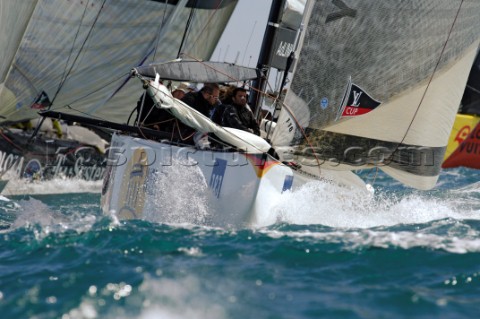 United Internet Team Germany GER89 at the first top mark rounding of race six of the Louis Vuitton A