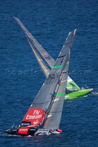 VALENCIA SPAIN  May 14th  Emirates Team New Zealand racing Desafio Espanol during the first semi fin