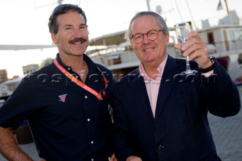 VALENCIA SPAIN  May 14th Americas Cup yachtsman Paul Cayard left meets Bruno Trouble of Louis Vuitto