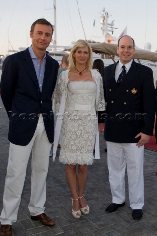 VALENCIA SPAIN  May 14th  Ernesto Bertarelli left head of Alinghi with his wife Kirsten meets HRH Pr