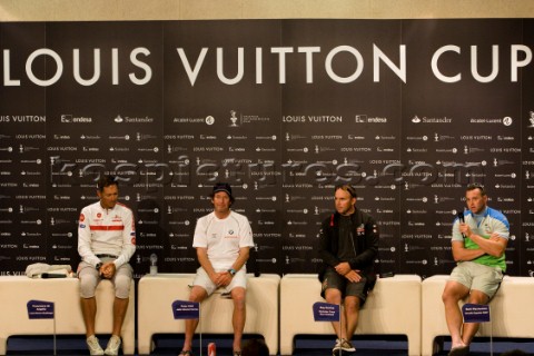 VALENCIA SPAIN  May 18th  Competitors representing the four race yachts at the Press Conference afte