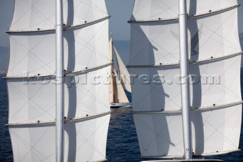 Maltese Falcon and Lulworth sailing on Fortis Day on June 17th 2007 Fiftytwo of the worlds largest a