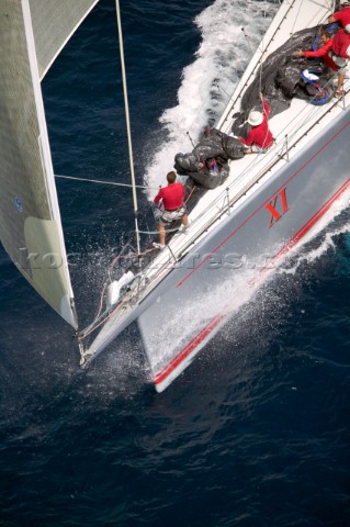 PALMA MAJORCA  JUNE 17TH  The 30m canting keel maxi yacht Wild Oats XI owned by Bob Oatley sailing o
