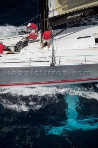 PALMA MAJORCA  JUNE 17TH  The 30m canting keel maxi yacht Wild Oats XI owned by Bob Oatley sailing o