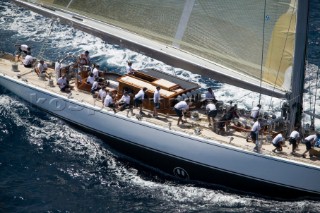PALMA, MAJORCA - JUNE 17TH:  The J-Class yacht Ranger sailing on the Fortis Day of the Superyacht Cup Ulysse Nardin on June 17th 2007. Fifty-two of the worlds largest and most expensive sailing superyachts have gathered in Majorca for three days of sailing and social events.