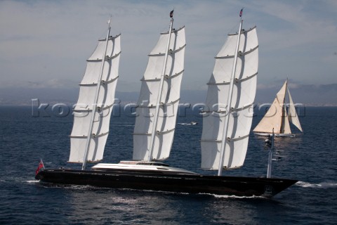 PALMA MAJORCA  JUNE 17TH  The oldest sailing yacht at the event Lulworth built in 1920 appears behin