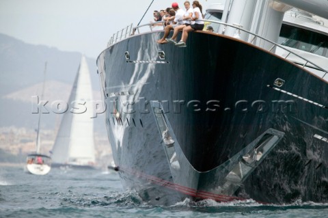 PALMA MAJORCA  JUNE 17TH  VIP guests sailing onboard Maltese Falcon owned by Tom Perkins on Fortis D