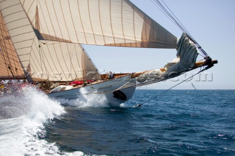 PALMA MAJORCA  JUNE 19TH  The oldest yacht the 1920 Lulworth sailing on New Zealand Millenium Day of