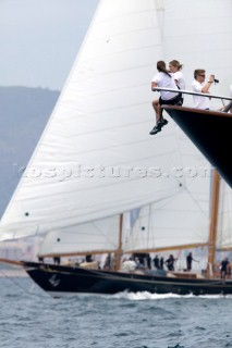 VIP guests sailing with owner Tom Perkins onboard Maltese Falcon on Fortis Day of The Superyacht Cup Ulysse Nardin 2007