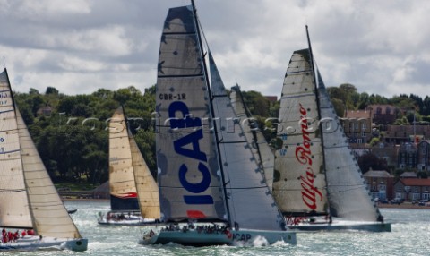 COWES ENGLAND  August 13th Alfa Romeo NZ leads ICAP Leopard 3 UK and the fleet of nearly 300 racing 