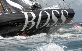 COWES, ENGLAND - August 13th: Alex Thompson and Andrew Cape on the Open 60 Hugo Boss (UK)  Rolex Fastnet Race 2007