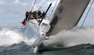 COWES, ENGLAND - August 13th: The super maxi ICAP Leopard owned by Mike Slade (UK) Rolex Fastnet Race 2007