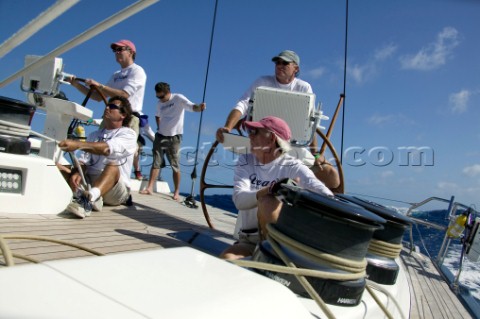 Onboard the Swan 100 Virago sailing during The Superyacht Cup 2007 Antigua in the Caribbean