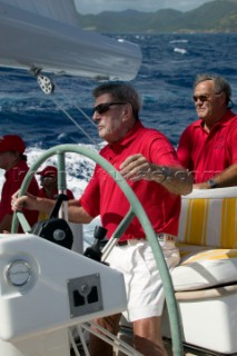 Owner steering Yanneke Too - The Superyacht Cup 2007 Antigua in the Caribbean