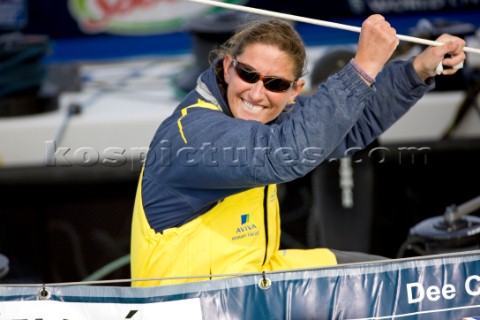LES SABLES DOLONNE FRANCE  FEBRUARY 16th FRANCE AND ITALY OUT British yachtswoman Dee Caffari finish