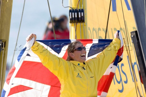 LES SABLES DOLONNE FRANCE  FEBRUARY 16th FRANCE AND ITALY OUT British yachtswoman Dee Caffari finish
