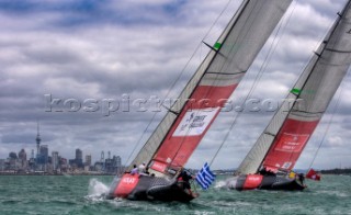 Auckland, 30 01 2009. Louis Vuitton Pacific Series. Greek Challenge and Alinghi