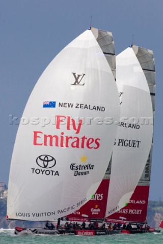 Auckland 14 02 2009Louis Vuitton Pacific SeriesLVPS Final Alinghi vs Emirates Team New Zealand