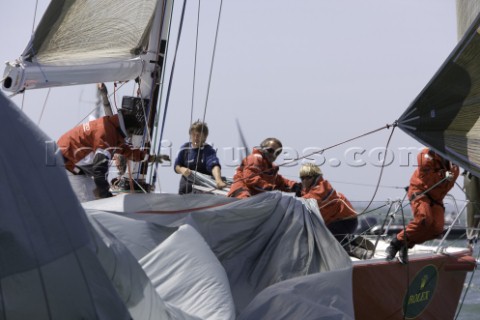 COWES UK  June 30th Crews struggle in testing conditions on Day 1 of the Rolex Commodores Cup held i