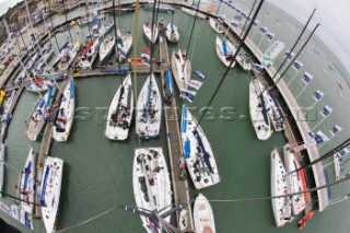 Masthead in marina port at Cowes during Rolex Commodores Cup