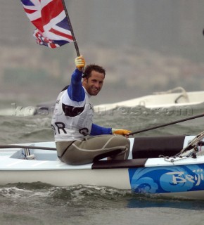 Ben Ainslie GBR wins Gold for the 3rd time sailing Finn Class Qingdao 2008 Olympics