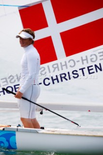 Qingdao, China, 20080807: 2008 OLYMPICS - Practice Race at Olympic Sailing Regatta before the real deal begins on Saturday. Ranked as number one in the world Jonas Hoegh-Christensen (DEN) is one of the favourites to take gold in the Finn Class.  (No sale to Denmark)
