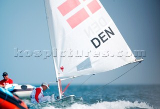 Qingdao, China, 20080810: 2008 OLYMPICS - second day of racing in the Olympic Sailing Event. Anders Nyholm (DEN) - Laser Class.   (no sale to Denmark)