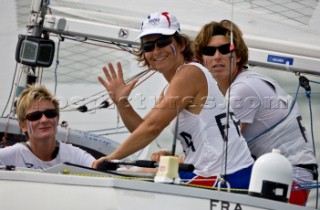 Qingdao (China) - 2008/08/16.  Olympic Games Yngling - France - Anne Le Helley, Catharine Lepesant and Julie Gerecht