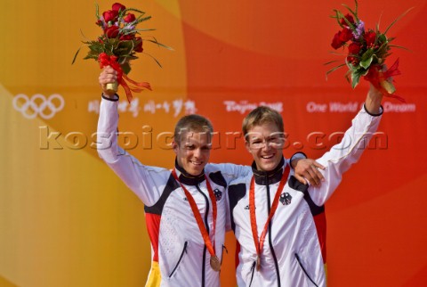 Qingdao China  20080818  Olympic Games 470 men Germany  POLGAR Johannes and SPALTEHOLZ Florian Silve