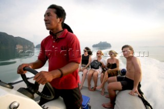 Cruising Malaysia on the bridge of a powerboat