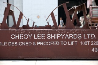 Yacht builders and skilled workers boatbuilding at the Cheoy Lee shipyard and boatbuilders in China