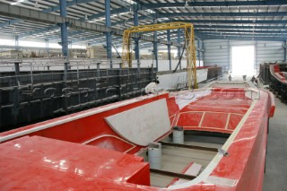 Yacht builders and skilled workers boatbuilding at the Sunbird shipyard and boatbuilders in China