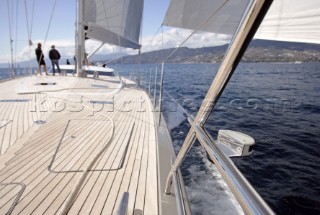 Onboard the sailing superyacht YII Y2 near San Remo