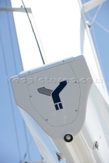 Boom detail onboard the sailing superyacht YII Y2 near San Remo