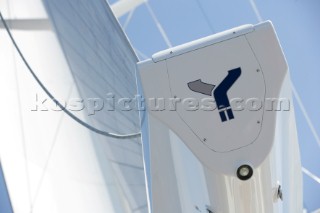 Boom detail onboard the sailing superyacht YII Y2 near San Remo