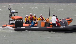 Skandia Cowes Week 2008 - RNLI Inshore Lifeboat coming to the rescue of the Extreme 40 BMW Oracle Racing