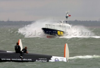 Harbour Masters launch powerboat crashing into rough seas
