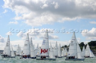 start of the laser SB3 sailing sailing Cowes Week Isle of Wight from the squadron sailing club