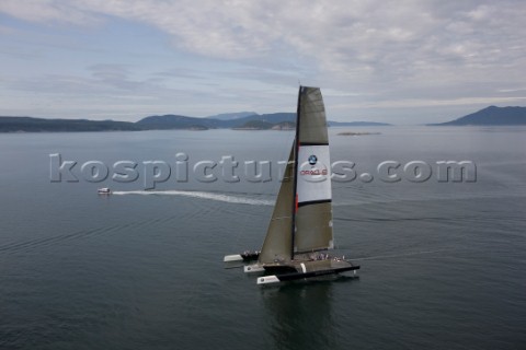 ANACORTES WA  SEPTEMBER 2 The new BMW Oracle trimaran commissioned by Larry Ellyson and helmed and s