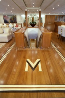 Interior of sailing superyacht Mirabella V